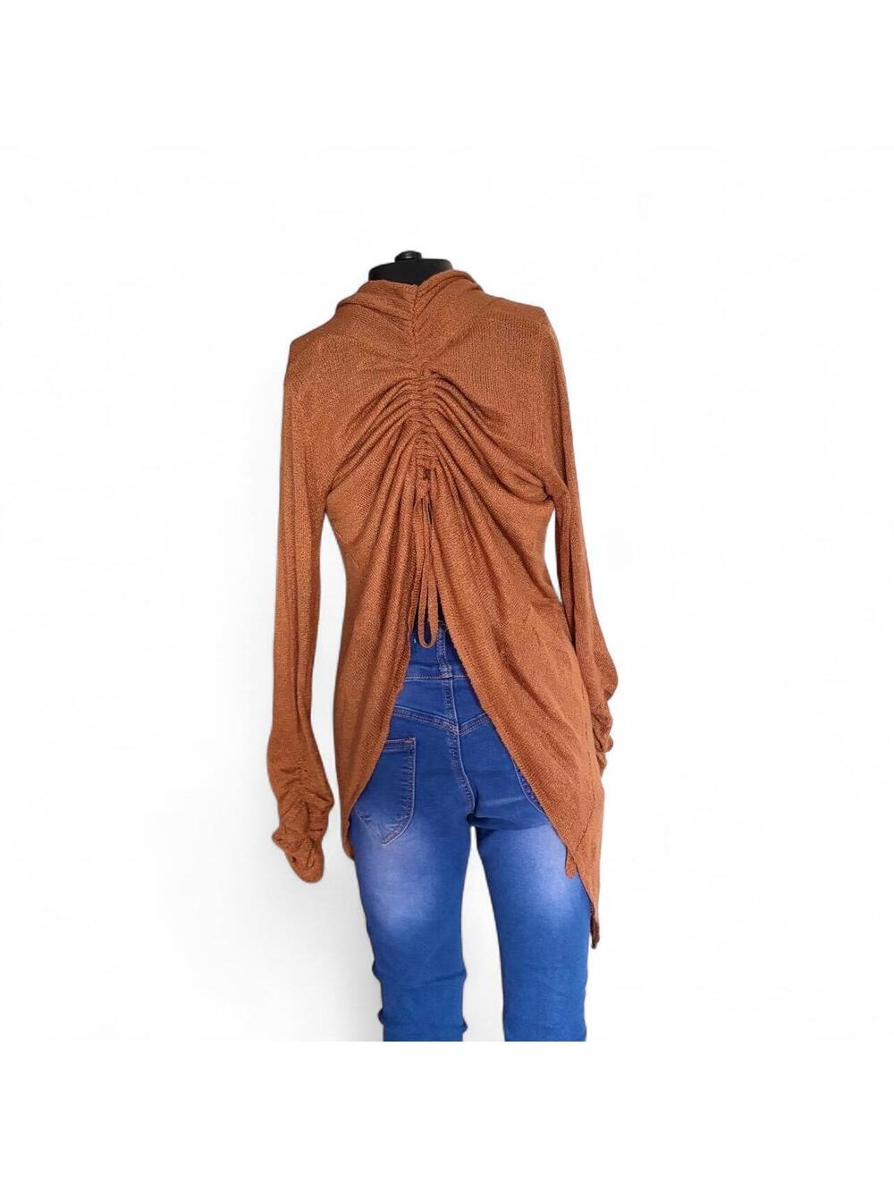 Arden B Brown Ruched Open Back Cardigan 🤎✨